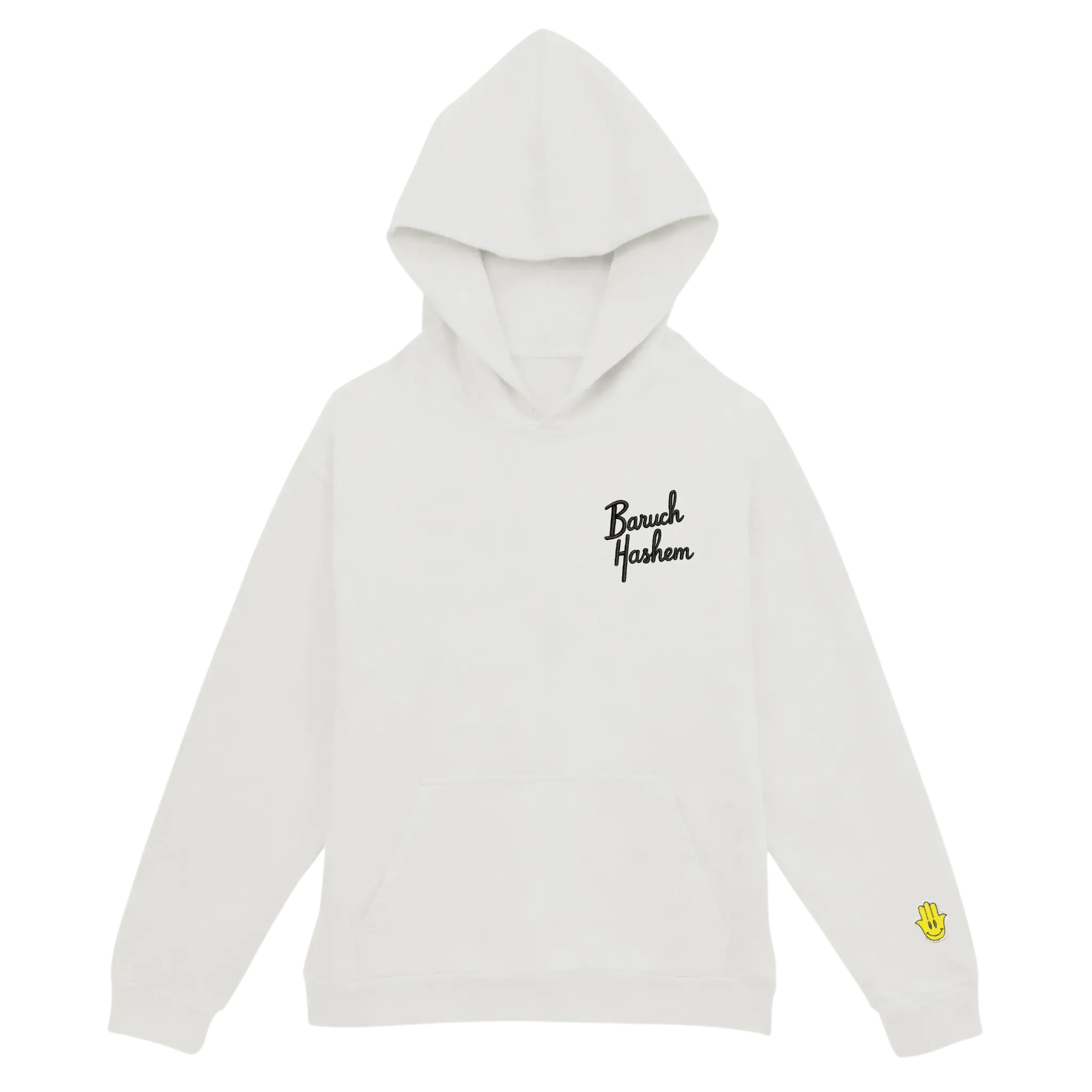 BARUCH HASHEM HOODIE (WHITE) - Hamsa Club BARUCH HASHEM HOODIE (WHITE) - Hamsa Club