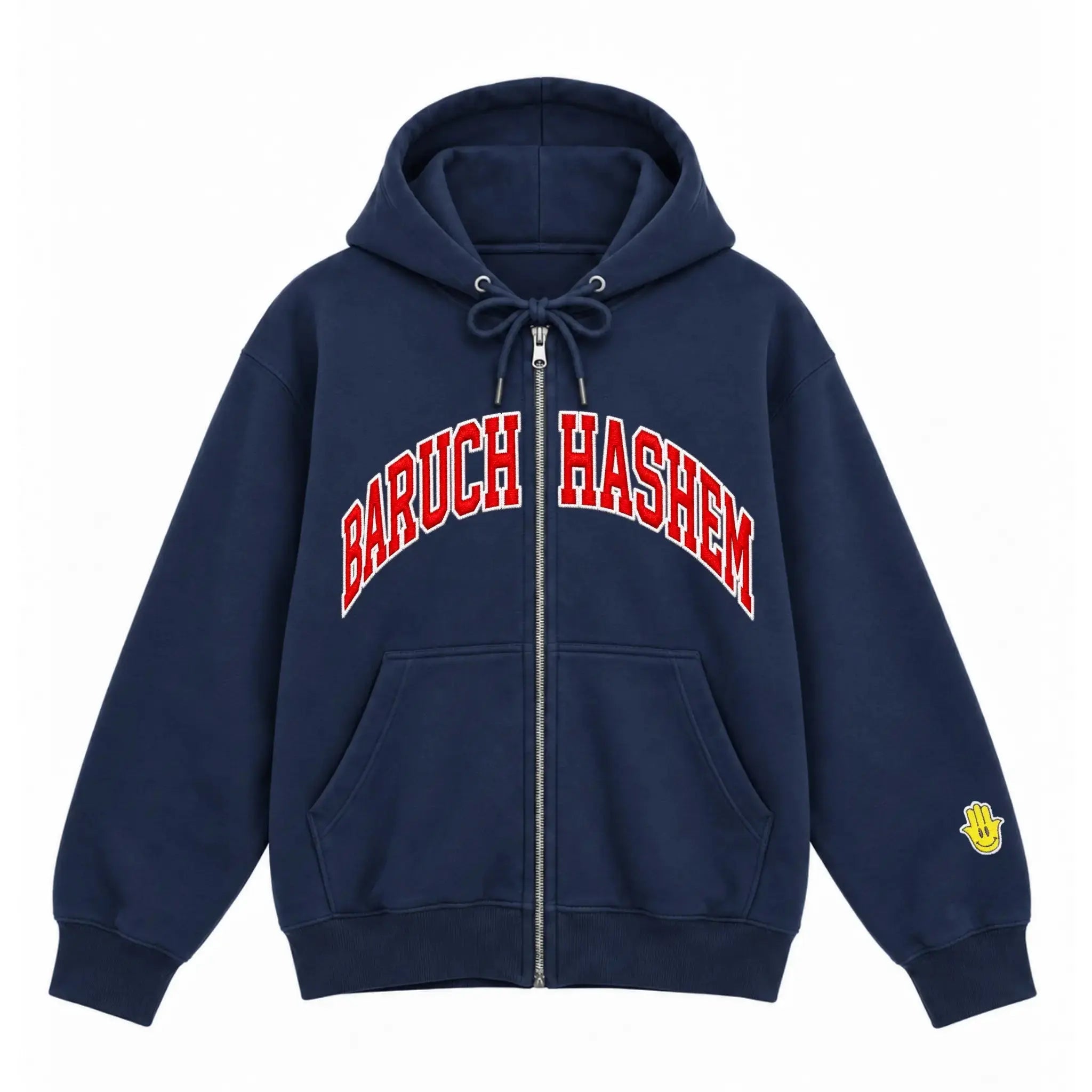 BARUCH HASHEM ZIP UP (VARSITY) – Hamsa Club