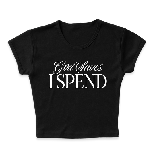 GOD SAVES I SPEND CROP TOP - Hamsa Club