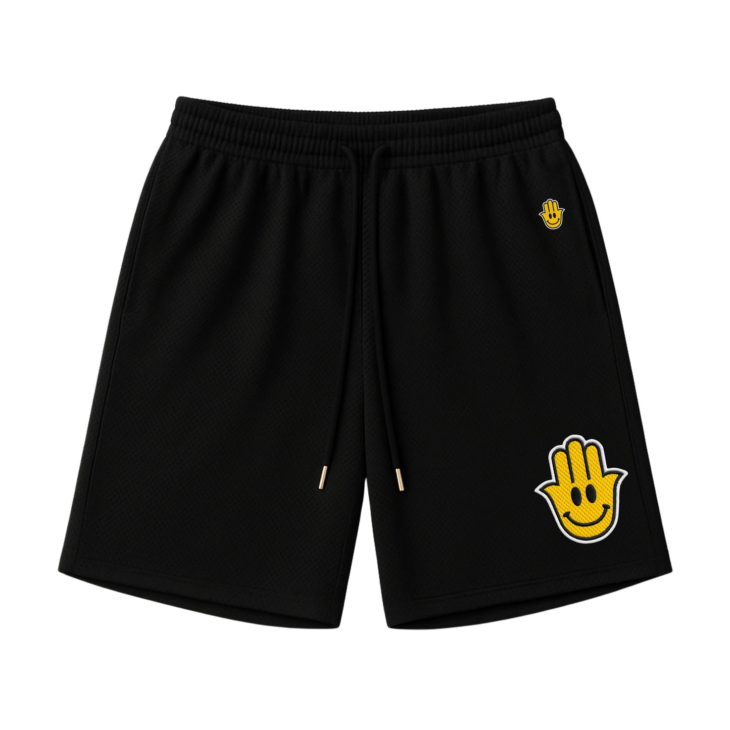 SMILEY HAMSA SHORTS (BLACK) - Hamsa Club