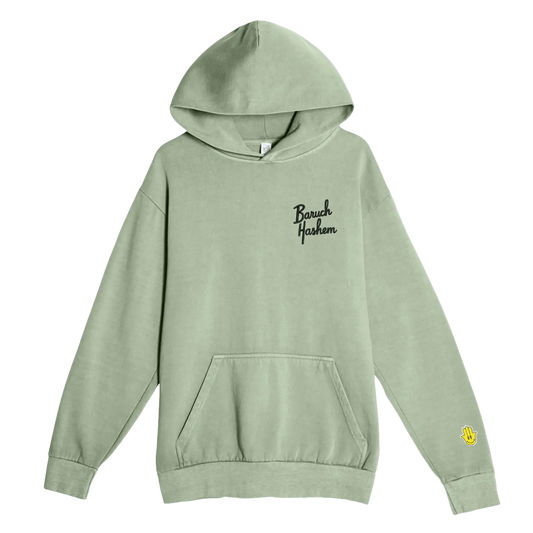 BARUCH HASHEM HOODIE (MATCHA) - Hamsa Club