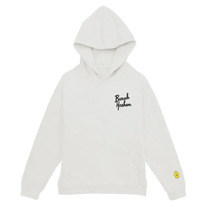 BARUCH HASHEM HOODIE (WHITE) - Hamsa Club