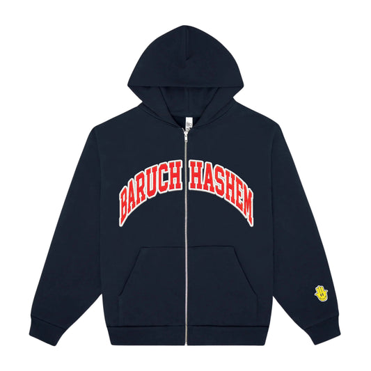 BARUCH HASHEM ZIP UP (VARSITY) - Hamsa Club