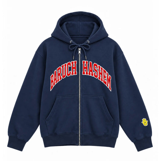 BARUCH HASHEM ZIP UP (VARSITY) - Hamsa Club